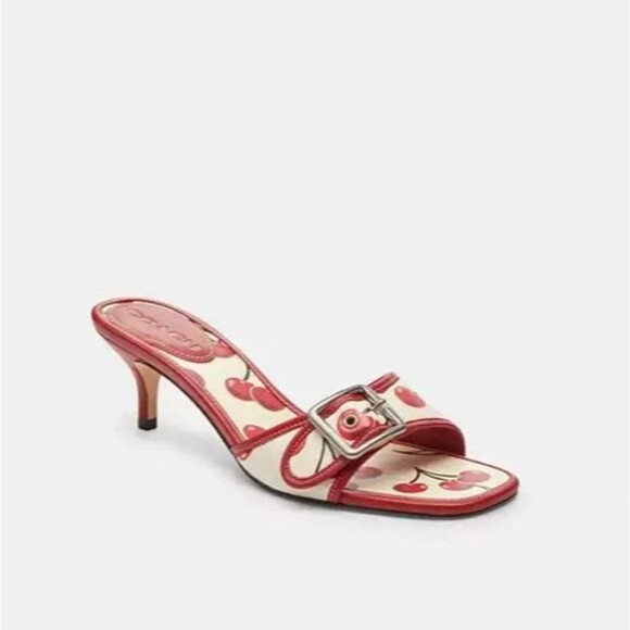 Coach Margot Sandals Cherry Print NIB RED WHITE - Picture 3 of 9